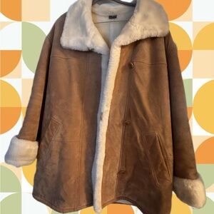 Gallery Tan and Cream Faux Shearling Jacket